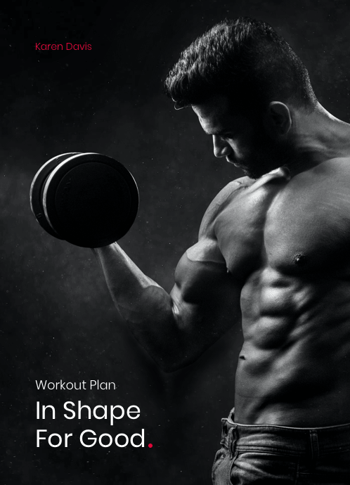 Man lifting dumbbell, promoting workout plan.