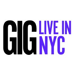 Purple "LIVE IN NYC" text on black background
